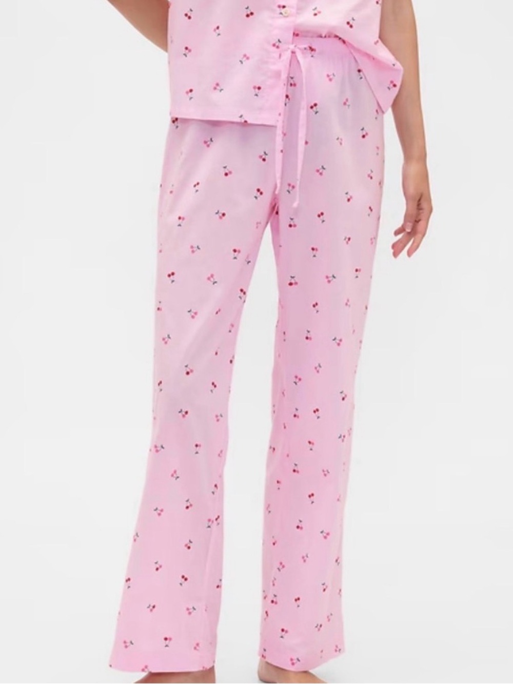 NWT GAP Poplin Pajama Pants, Pink Cherry Print, Size Medium